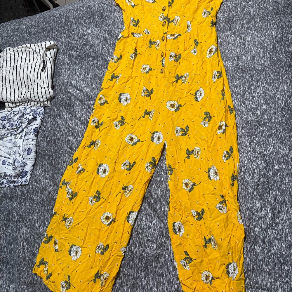 Wild Fable Yellow Floral Jumpsuit